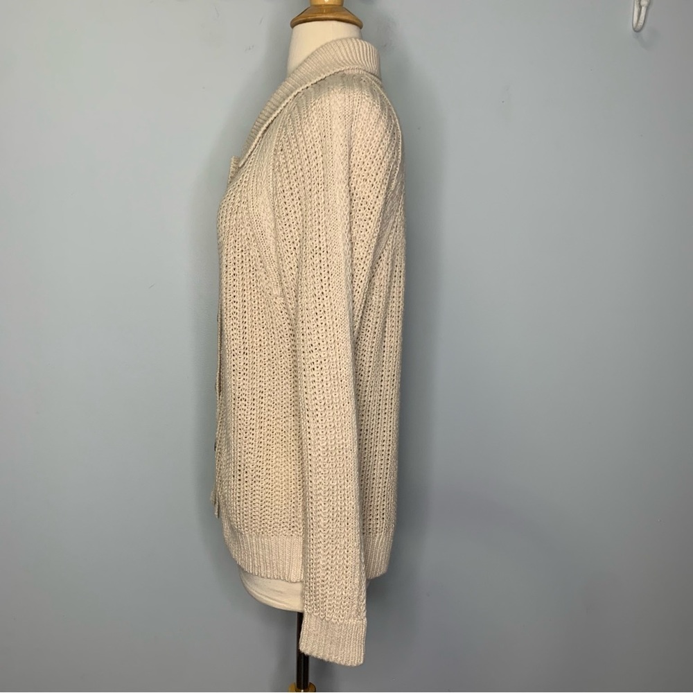 Garnet Hill Cream Chunky Knit Button-Front Cardigan - Picture 4 of 12